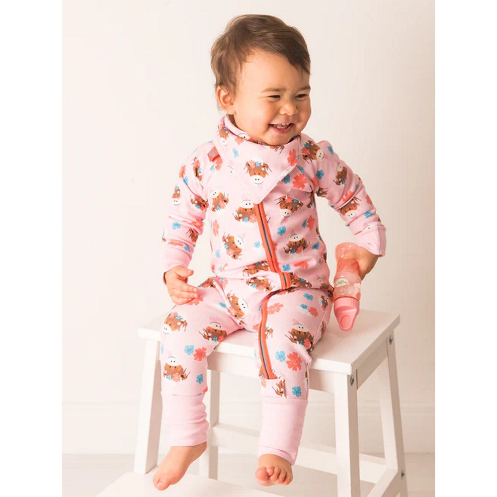 Bonnie Highland Cow Zip Up Romper | Blade & Rose