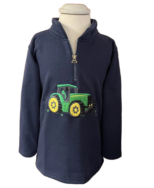 Green Tractor Zipped Sweatshirt