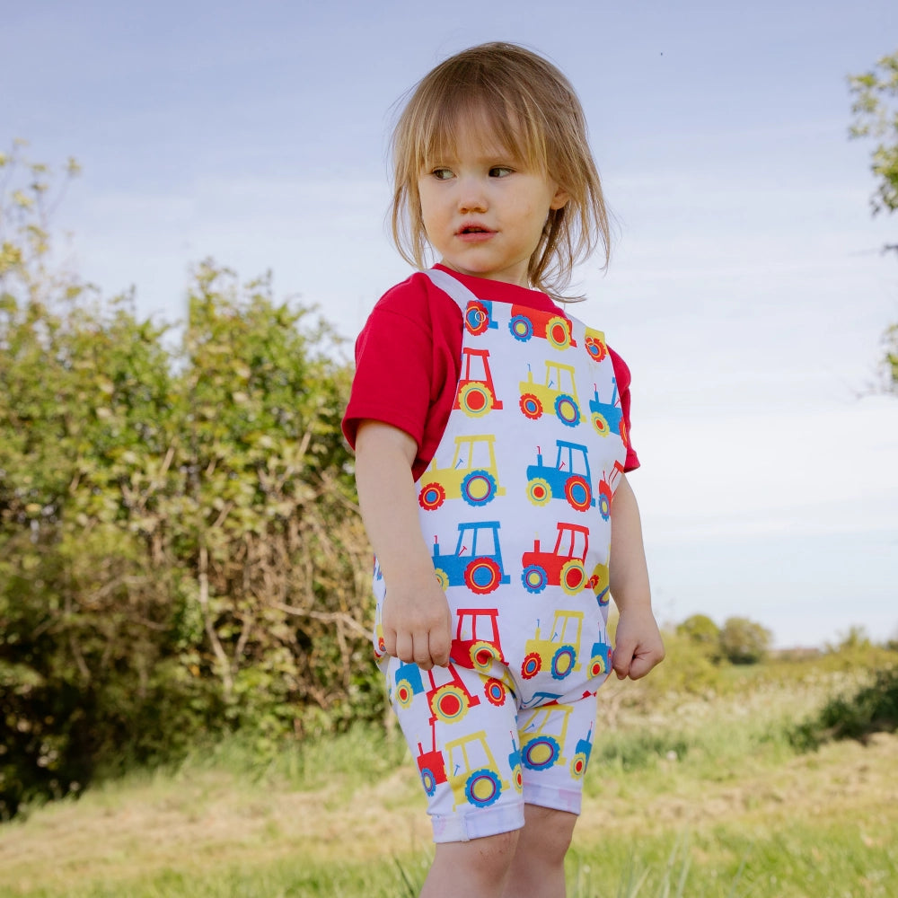 Colourful Tractor Short Dungarees | Cotswold Baby Co.