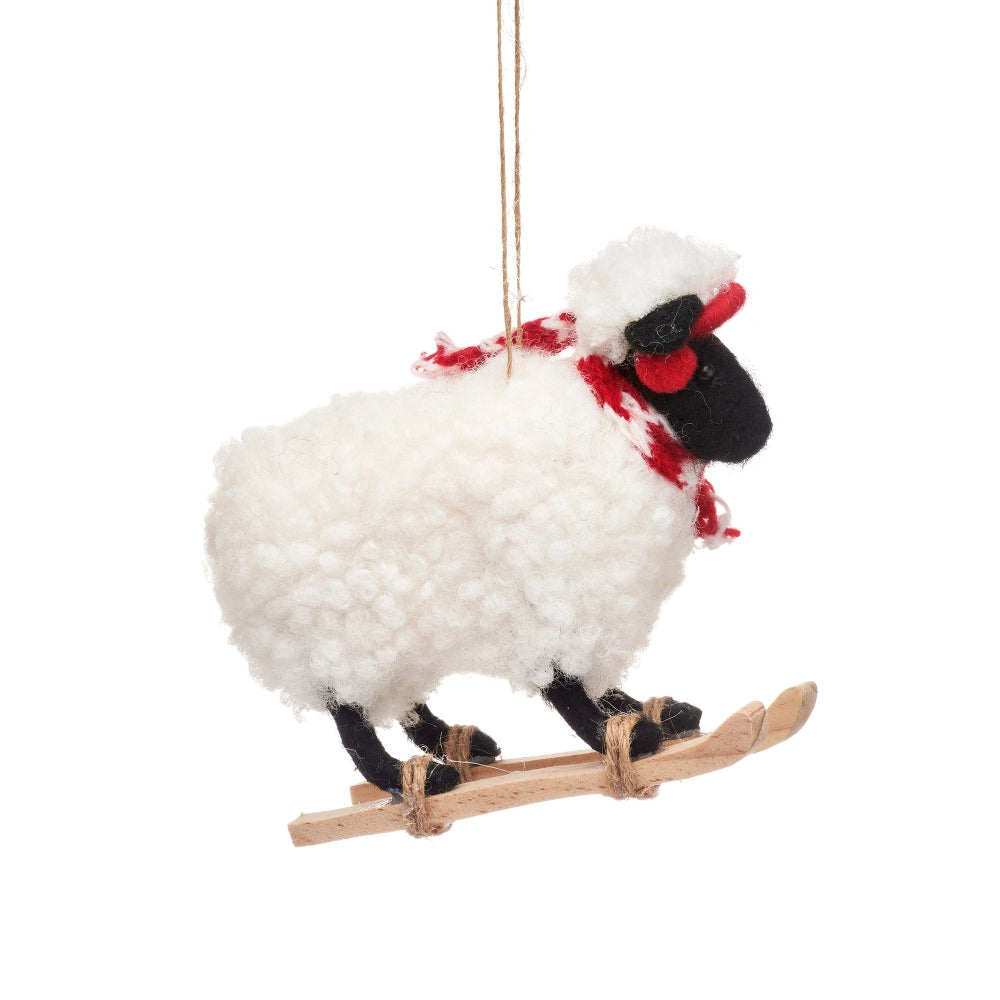 Sheep on Ski's Christmas Tree Decoration